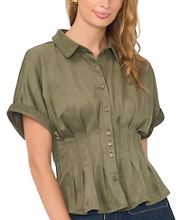 Vince Camuto Women's Short-Sleeve Button-Down Shirt Top