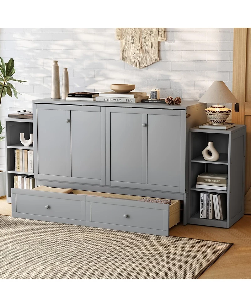 Streamdale Furniture Murphy Bed With Storage Drawers and Shelves