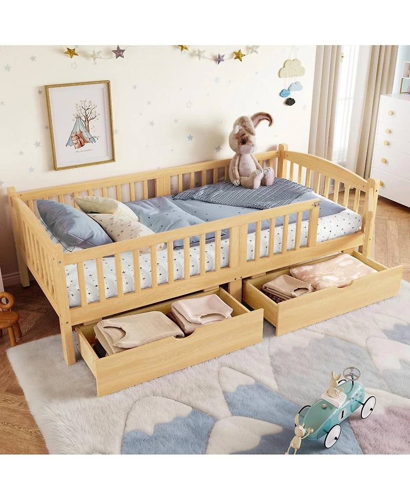 Streamdale Furniture Twin Xl Platform Bed With Storage and Cute Headboard