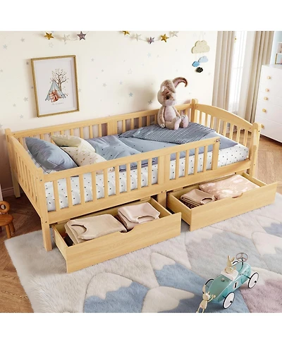 Streamdale Furniture Twin Xl Platform Bed With Storage and Cute Headboard