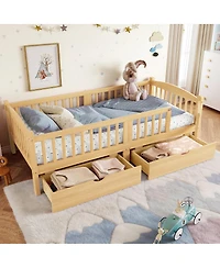 Streamdale Furniture Twin Xl Platform Bed With Storage and Cute Headboard