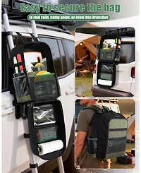 Piscifun Hanging Camping Kitchen Organizer Bag With Paper Towel Holder Multi Pockets For Outdoor Cooking Barbecue