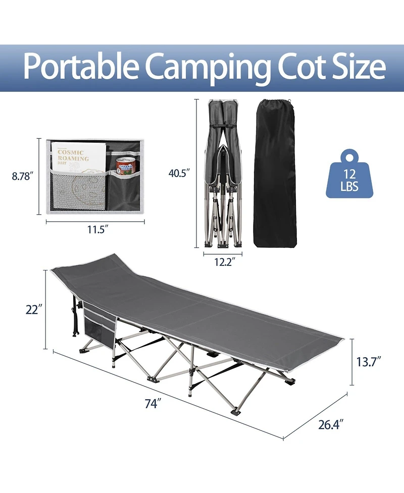 Aofar Camping Folding Bed with Mattress Side Pocket Oxford