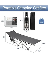 Aofar Camping Folding Bed with Mattress Side Pocket Oxford