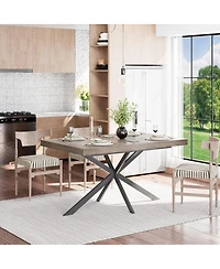 Streamdale Furniture Retro Rectangular Stretch Dining Table with Storage, 55.11"-70.86
