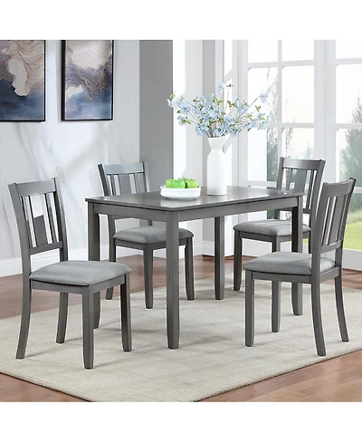 Streamdale Furniture 5-Piece Modern Rectangular Dining Set with 4 Upholstered Chairs