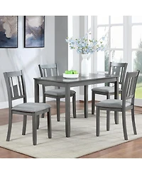 Streamdale Furniture 5-Piece Modern Rectangular Dining Set with 4 Upholstered Chairs