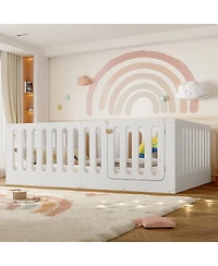 Streamdale Furniture Wood Montessori Floor Bed with Door