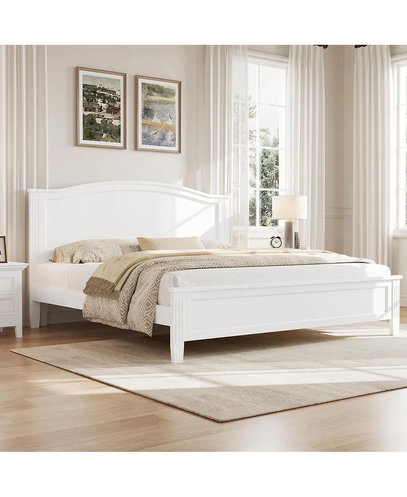 Streamdale Furniture King Size Platform Bed with Headboard with Wooden Slat Support Legs