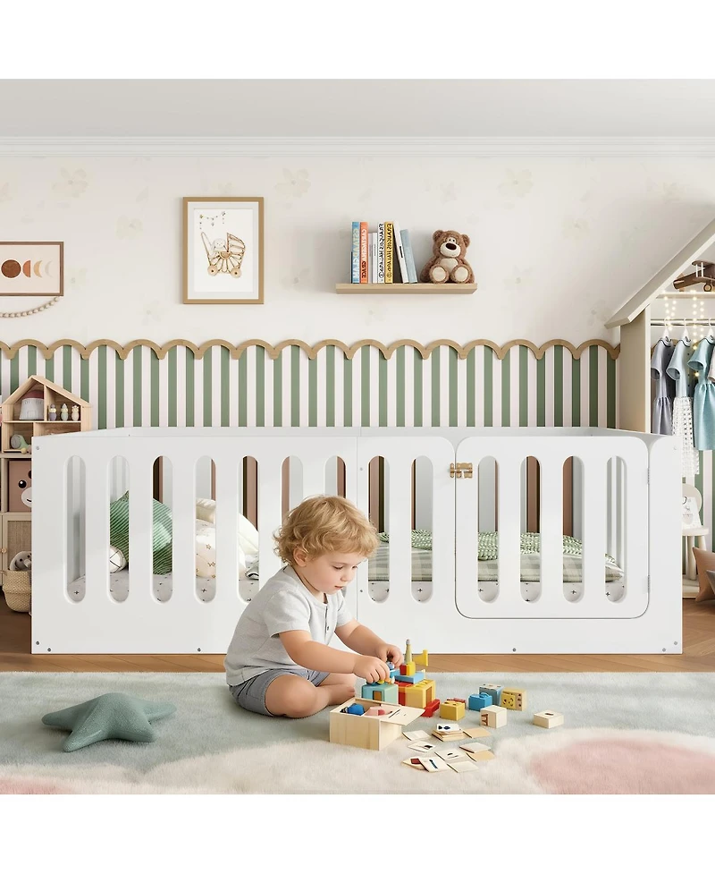 Streamdale Furniture Twin Floor Bed with High Fence and Door