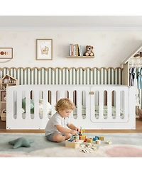 Streamdale Furniture Twin Floor Bed with High Fence and Door