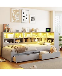 Streamdale Furniture Twin Xl to King Daybed Title Storage, Led, Usb