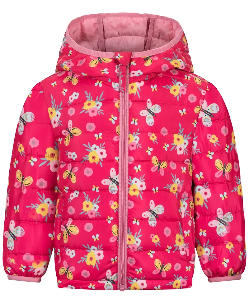 S Rothschild & Co Toddler Girls' 2T-5T Long-Sleeve Printed Midweight Butterfly Packable Jacket