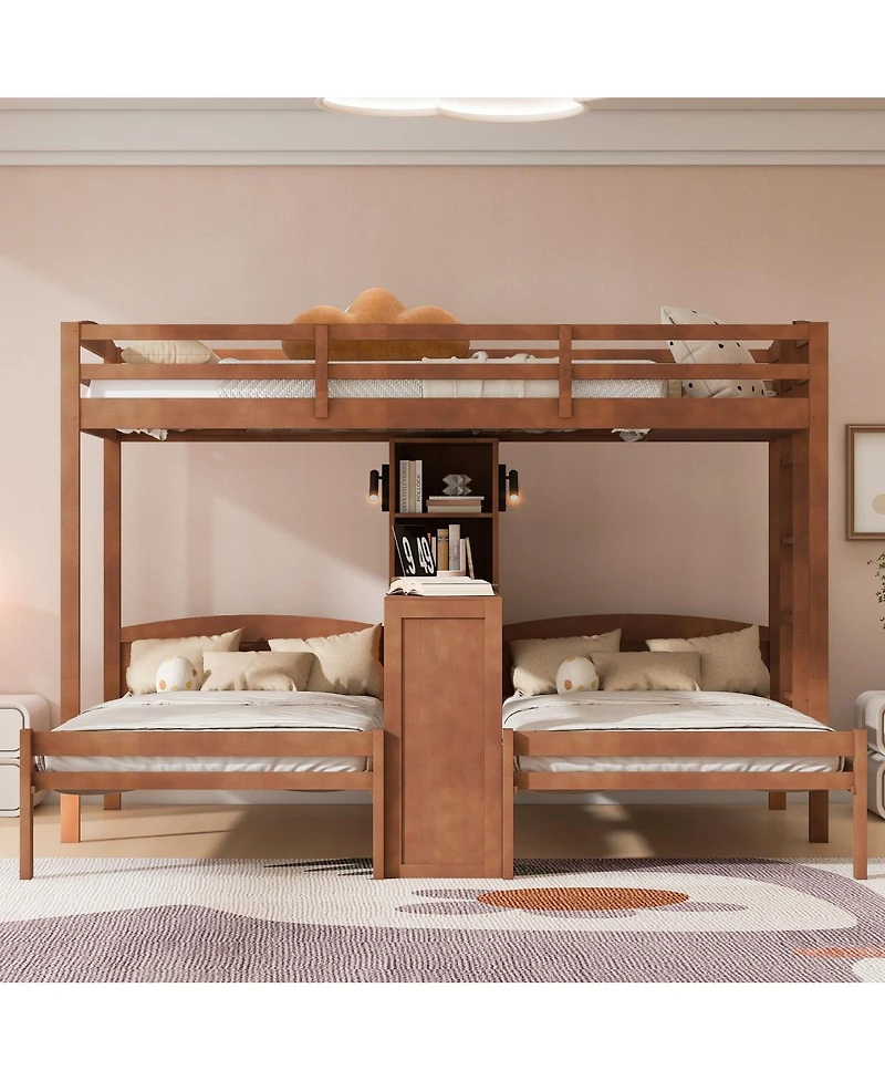 Streamdale Furniture Twin Bunk Bed With Desk, Storage, Lamp, 3-in-1