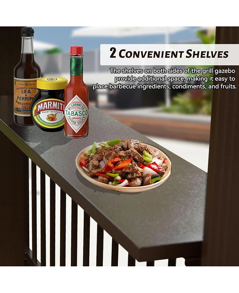 Streamdale Furniture Hardtop Grill Gazebo with Shelves and Galvanized Steel Roof