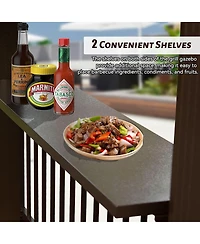Streamdale Furniture Hardtop Grill Gazebo with Shelves and Galvanized Steel Roof