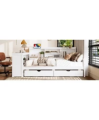 Streamdale Furniture Twin Corner Daybed With Storage, Desk, and Charging
