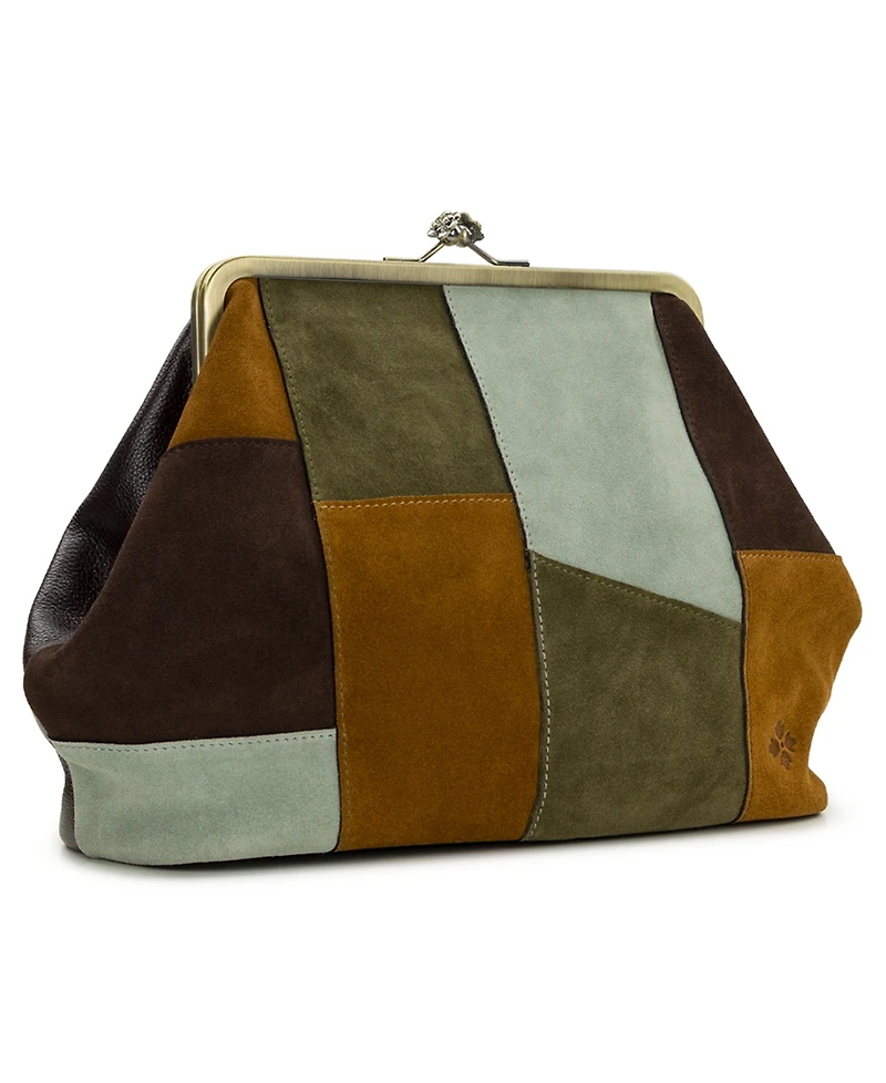 Patricia Nash Vivianne Suede Medium Patchwork Frame Crossbody Handbag