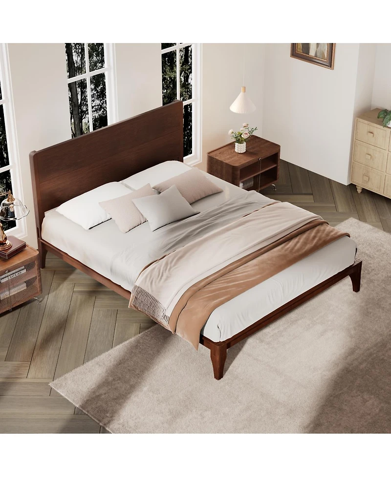 Streamdale Furniture Mid-Century Modern 12'' Bamboo Queen Platform Bed