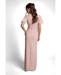 Coast Women's Crepe Fold V-Neck Flutter-Sleeve Maxi Dress