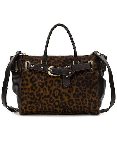 Patricia Nash Kari Leather Leopard Extra-Large Satchel Handbag