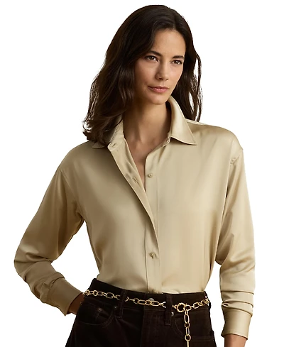 Lauren Ralph Women's Relaxed-Fit Satin Charmeuse Shirt