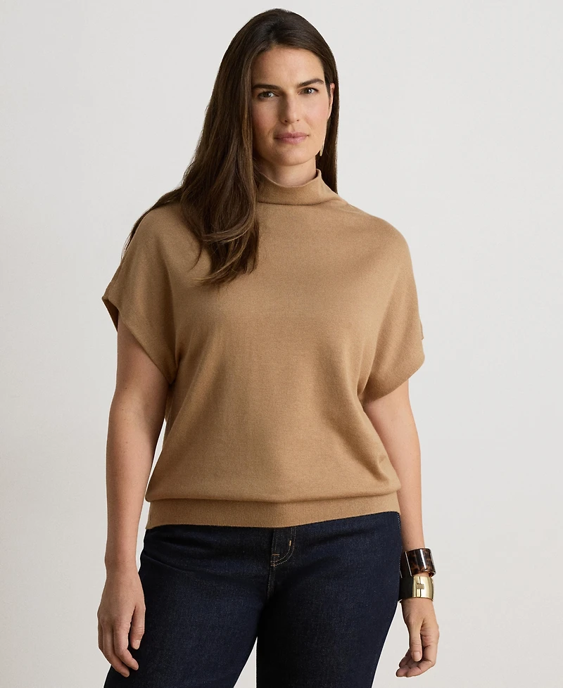 Lauren Ralph Women's Mock Neck Cap-Sleeve Sweater