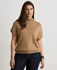 Lauren Ralph Women's Mock Neck Cap-Sleeve Sweater