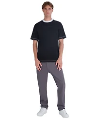 Karl Lagerfeld Paris Men's Heavy Weight Embroidered Collar Signature T-Shirt