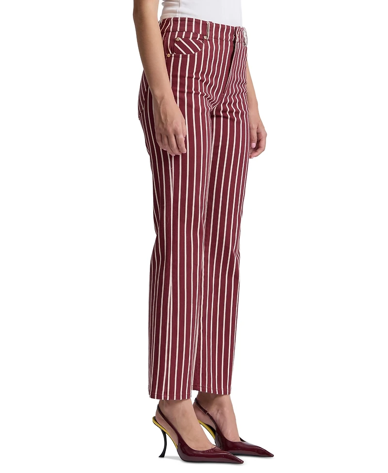 Avec Les Filles Women's Mid-Rise Striped Bootcut Cotton-Blend Jeans