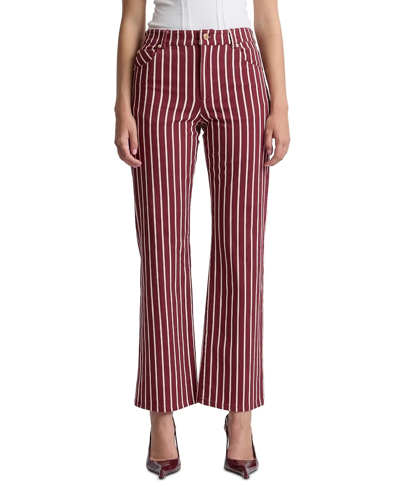 Avec Les Filles Women's Mid-Rise Striped Bootcut Cotton-Blend Jeans
