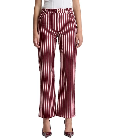 Avec Les Filles Women's Mid-Rise Striped Bootcut Cotton-Blend Jeans