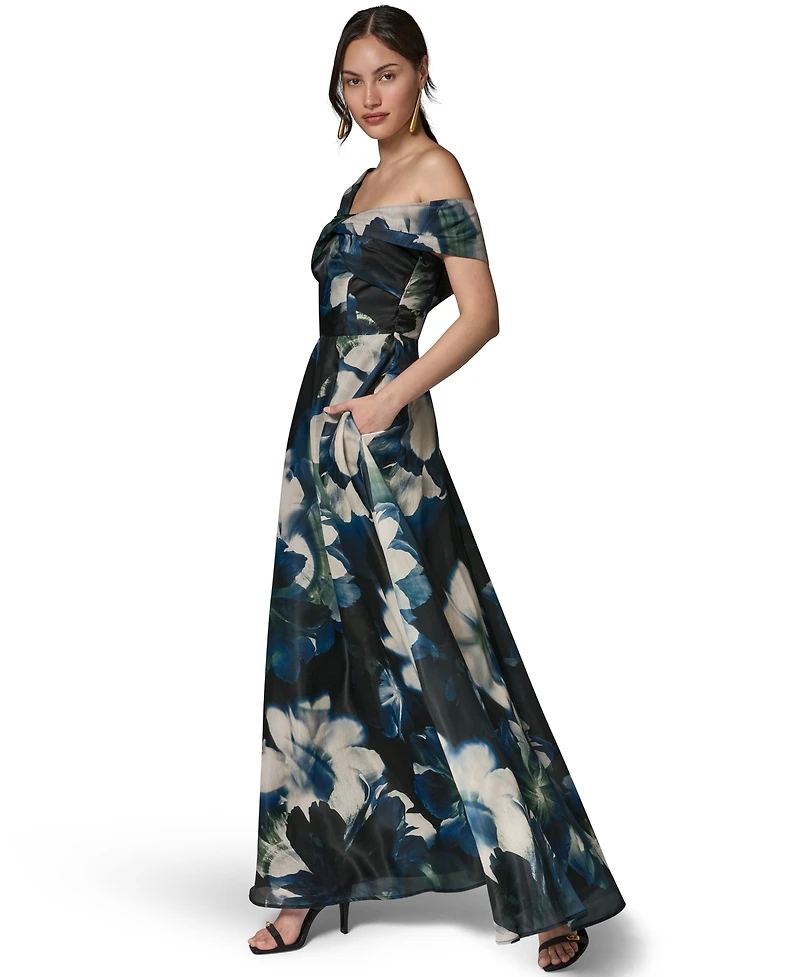 Donna Karan New York Women's Off-the-Shoulder Printed Dress