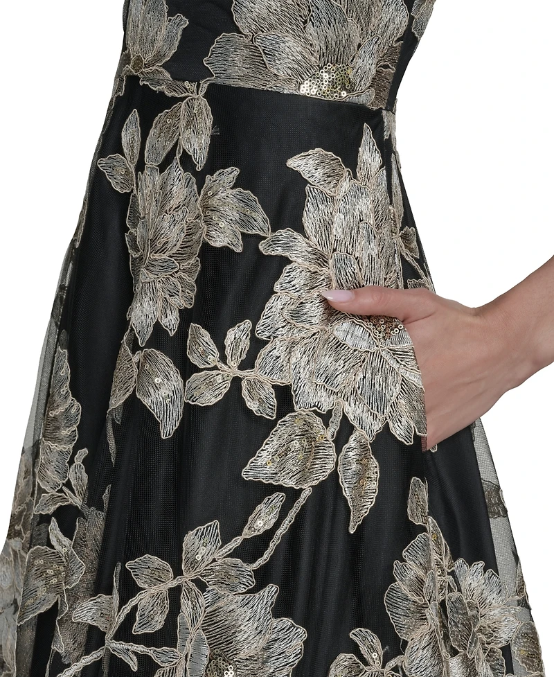 Eliza J Petite Jewel Neck Sleeveless Midi Dress