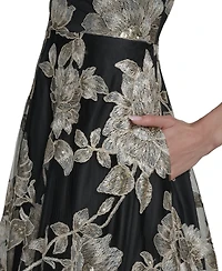 Eliza J Petite Jewel Neck Sleeveless Midi Dress