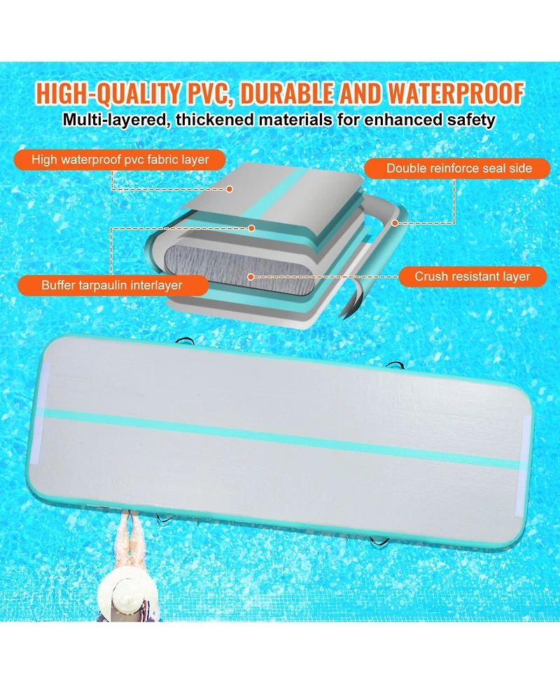 Vevor 10FT Air Track Inflatable Training Tumbling Gymnastics Gym Mat with Pump