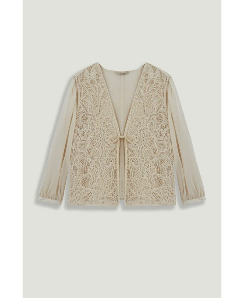 Nocturne Women's Lace Front Sheer Sleeve Jacket