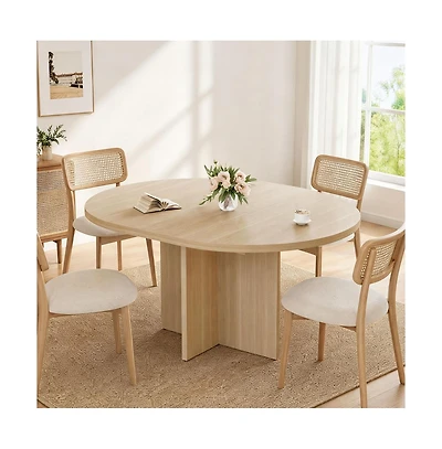 gaomon Extendable Round Dining Table for 4-8,Kitchen Oval Dining Table with Removable Leaves