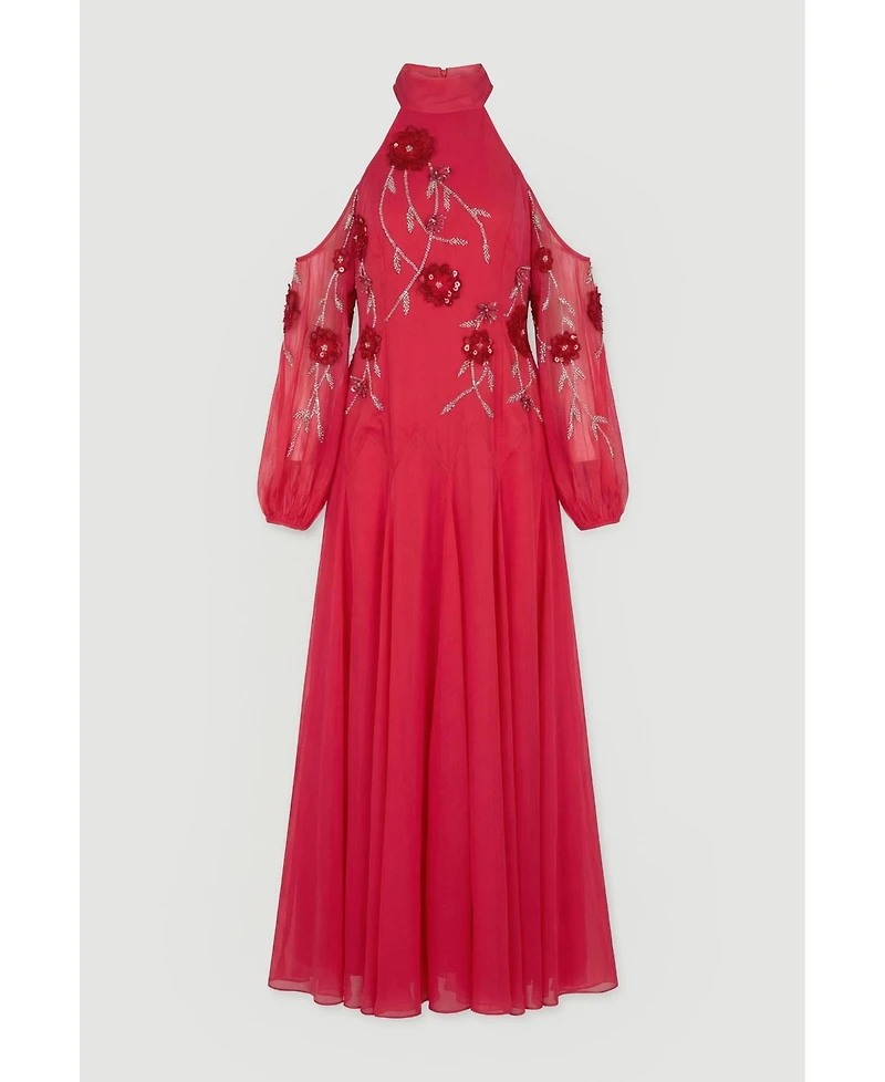 Karen Millen Women's 3D Floral Maxi Dress