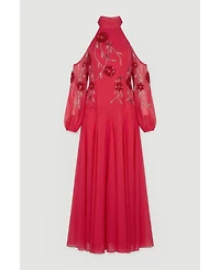 Karen Millen Women's 3D Floral Maxi Dress