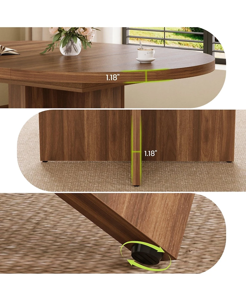 gaomon 43.3''-59'' Extendable Round Dining Table for 4-8,Kitchen Oval Dining Table with Removable Leaves