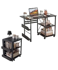 Gaomon 31.5" Rolling Folding Desk with Storage Shelf and Side Organizer