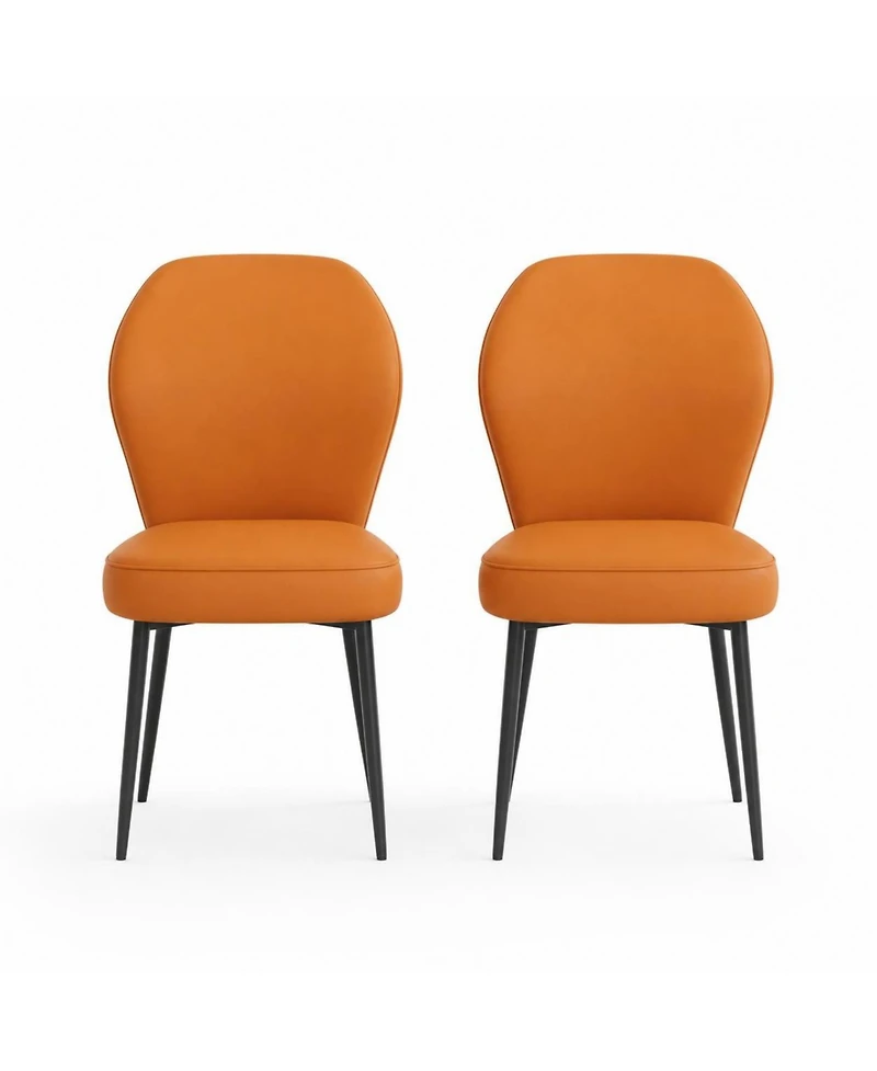Gaomon Pu Leather Dining Chairs Set of 2, Modern Upholstered Kitchen Side Chairs with Metal Pegs
