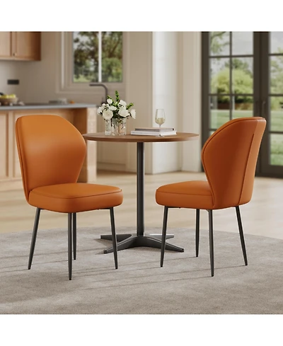 Gaomon Pu Leather Dining Chairs Set of 2, Modern Upholstered Kitchen Side Chairs with Metal Pegs