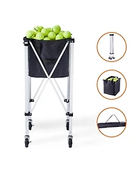 Vevor Tennis Ball Hopper Basket Teaching Tennis Ball Cart with Wheels 180 Balls