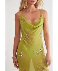 Nasty Gal Women's Celestial Cowl Neck Embellished-Sequin Maxi Dress