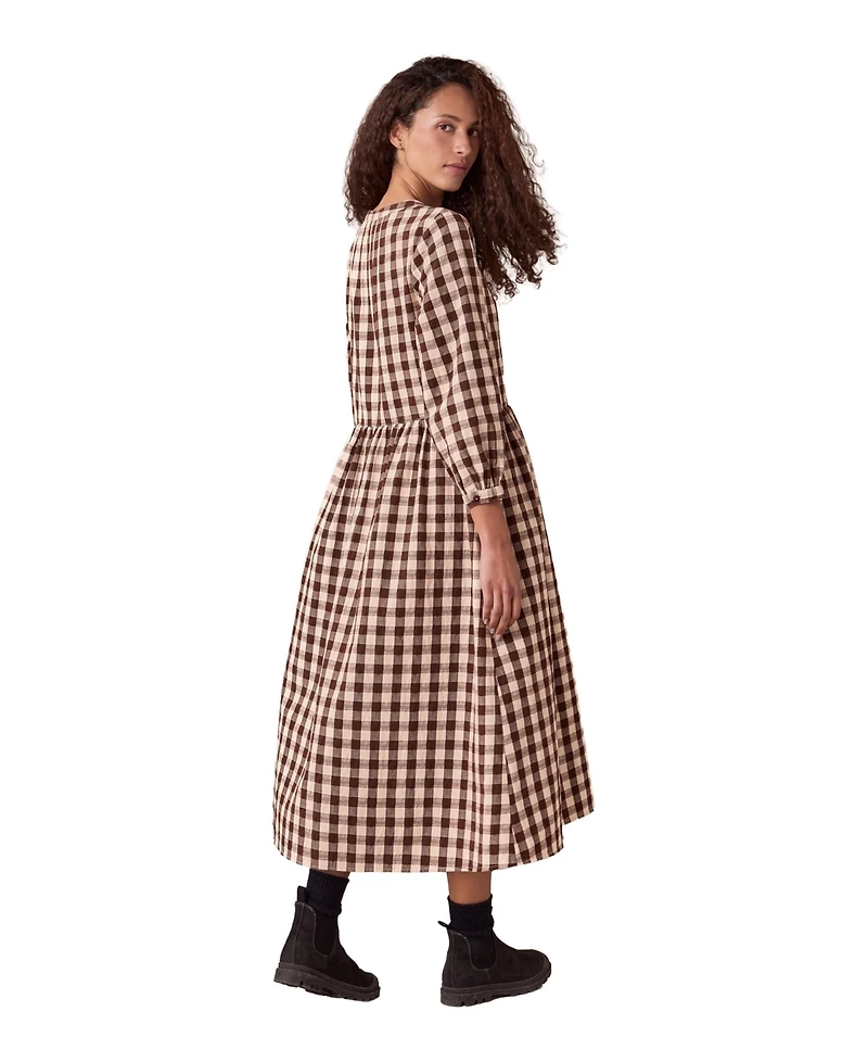 Celtic & Co. Women's Collarless Gingham Midi Dress