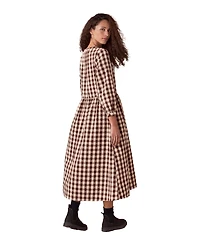 Celtic & Co. Women's Collarless Gingham Midi Dress