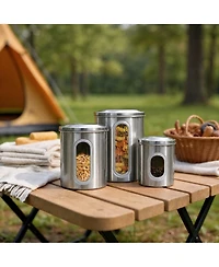 Mega Casa Megacasa 3 Piece Stainless Steel Canister Set in Brown Finish