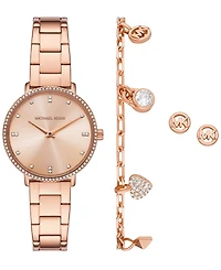 Michael Kors Women's Pyper Two-Hand Rose Gold-Tone Stainless Steel Watch 32mm